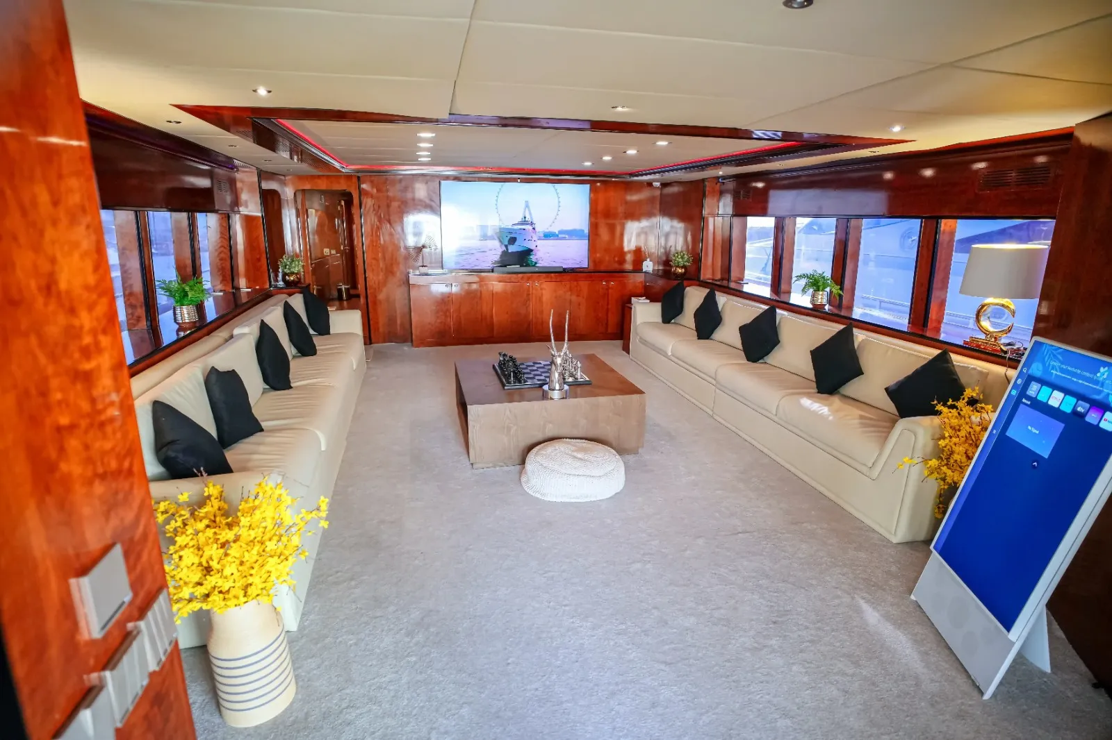 Interior lounge of Mazayel 135 FT yacht