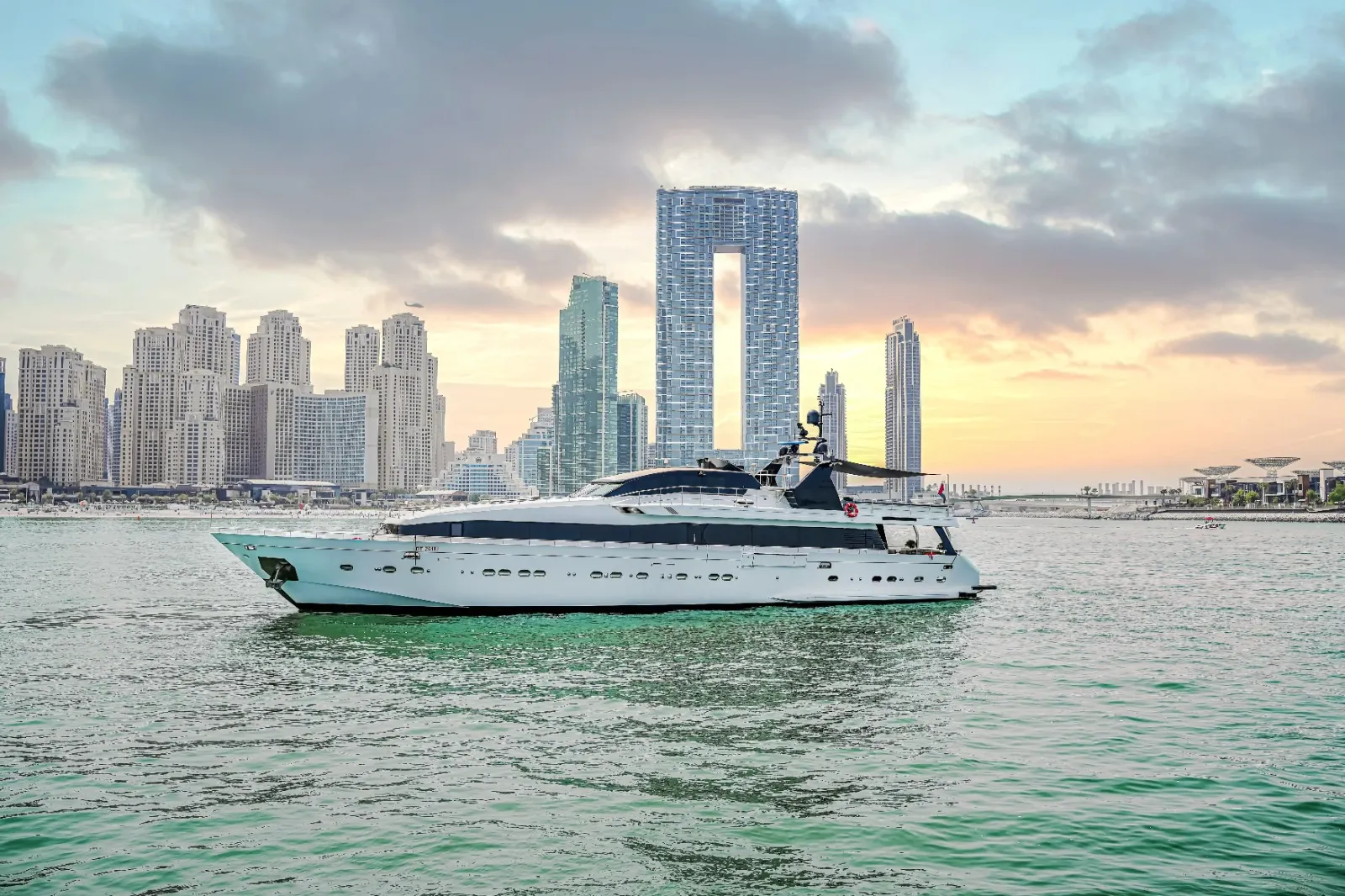 Mazayel 135 FT yacht side view in Dubai