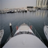 Front bow view of 75 FT Mayyas yacht docked in Dubai Marina