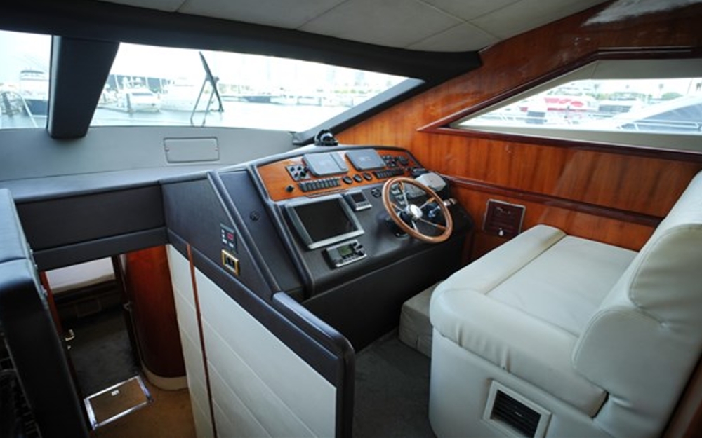 Captain’s cockpit and control station on 75 FT Mayyas yacht