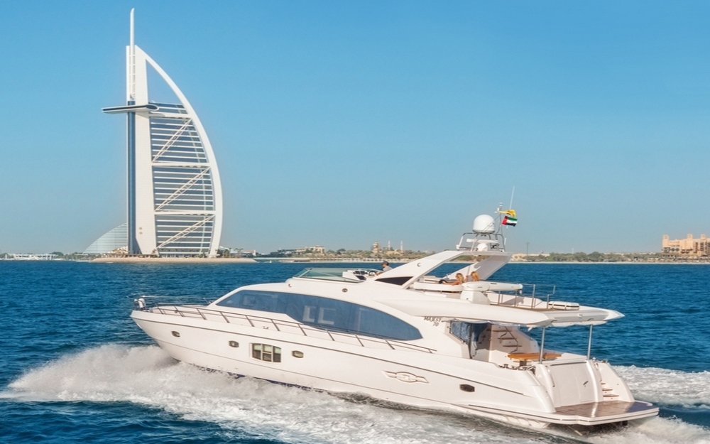 88 FT Majesty yacht near Atlantis The Palm Dubai.