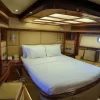 Luxury bedroom inside 88 FT Majesty yacht.