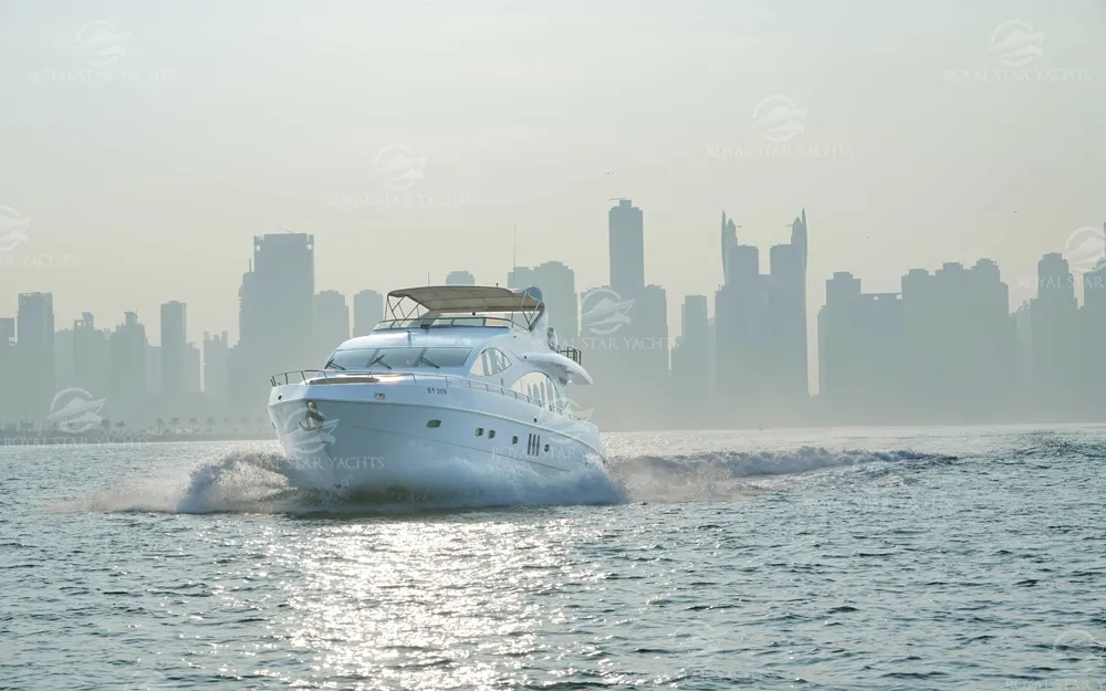 Front view of 88 FT Majesty yacht sailing.