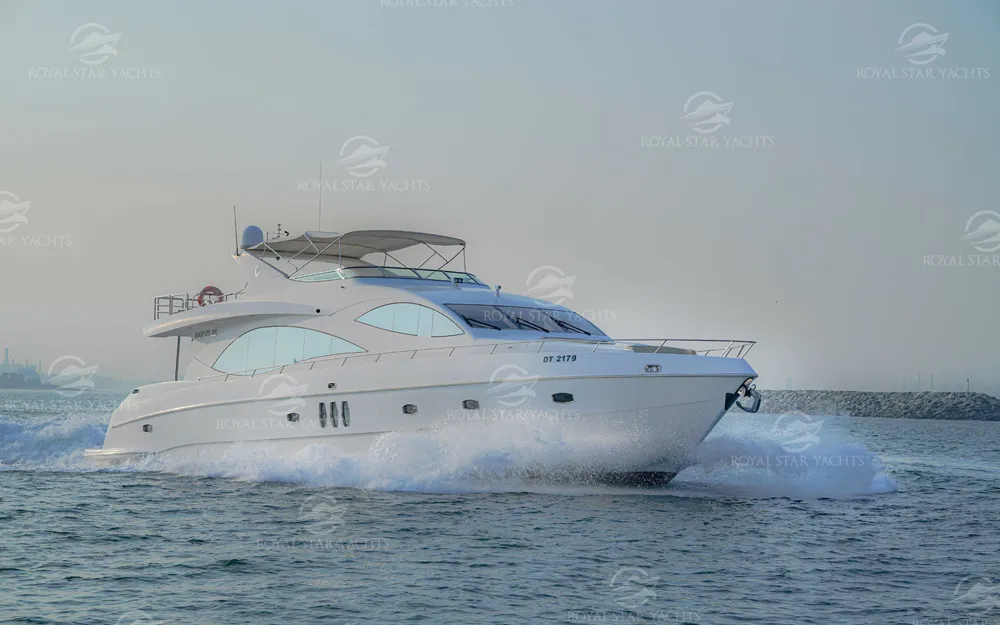 88 FT Majesty yacht cruising in Dubai waters.