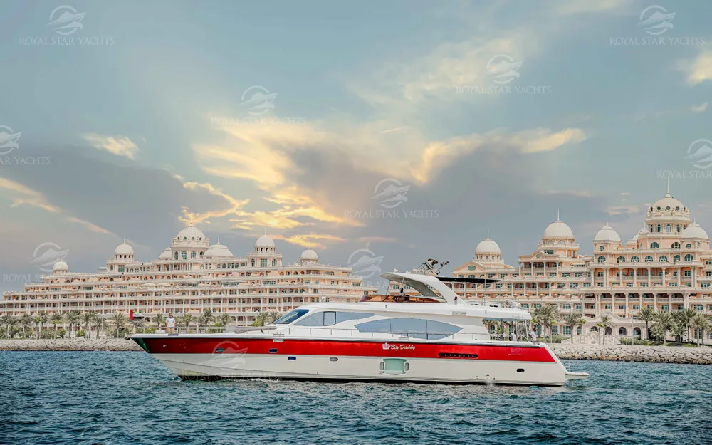 90 FT Big Daddy yacht cruising near Atlantis The Palm Dubai