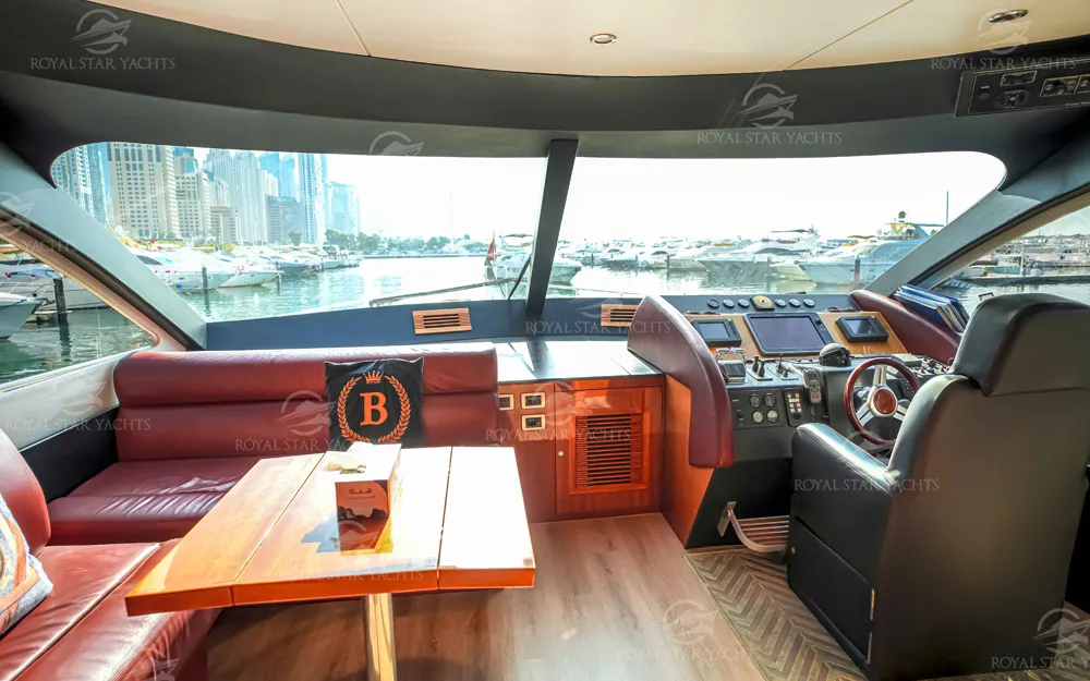 Captain’s cockpit with panoramic Dubai Marina view