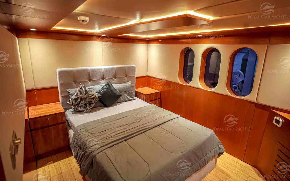 Yacht bedroom with modern luxury design