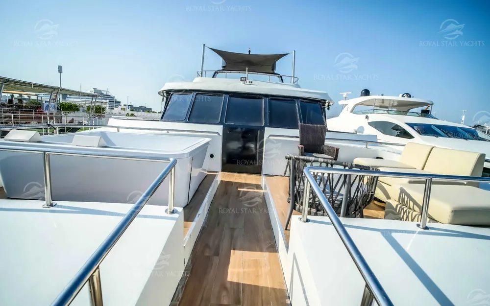Royal Rave yacht upper deck walkway