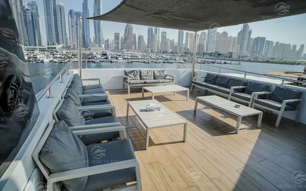 Royal Rave yacht outdoor lounge Dubai Marina
