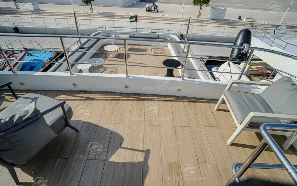 Royal Rave yacht relaxation deck with loungers