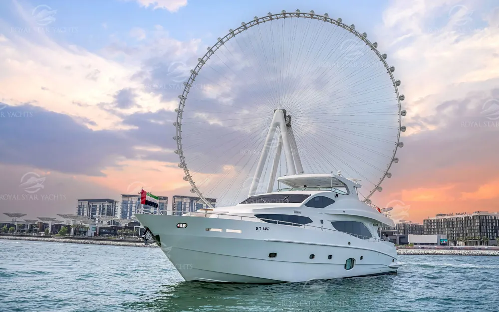 Majesty yacht sailing near Ain Dubai observation wheel