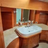 Modern bathroom with wooden interiors