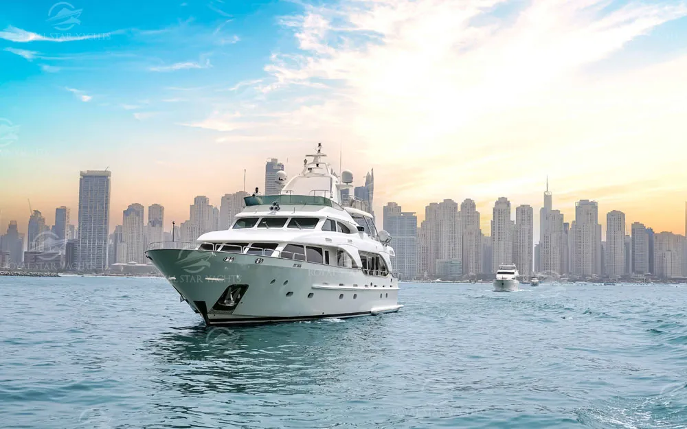 Front view of the Benetti 110 Yacht at sea